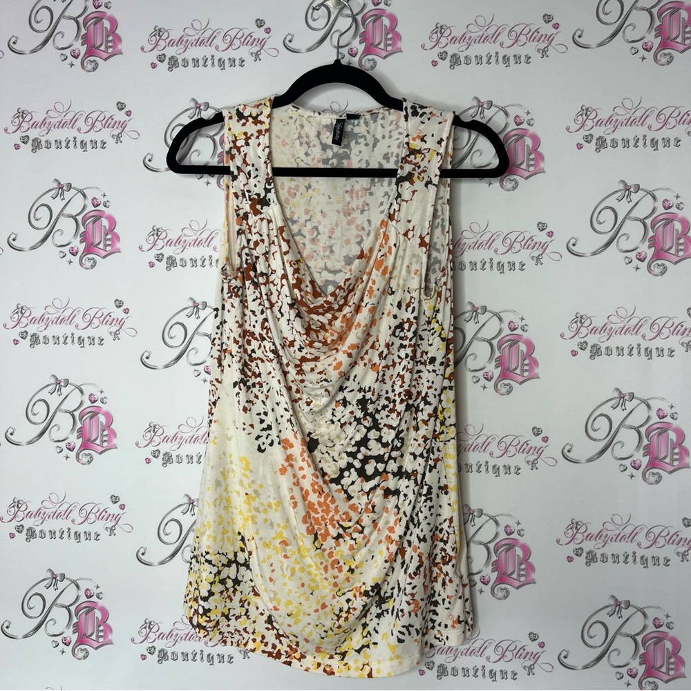 Relativity tank top cowl neck splatter dotted Multicolor Sleeveless Top